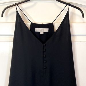 Black Tank Top with Button Detail